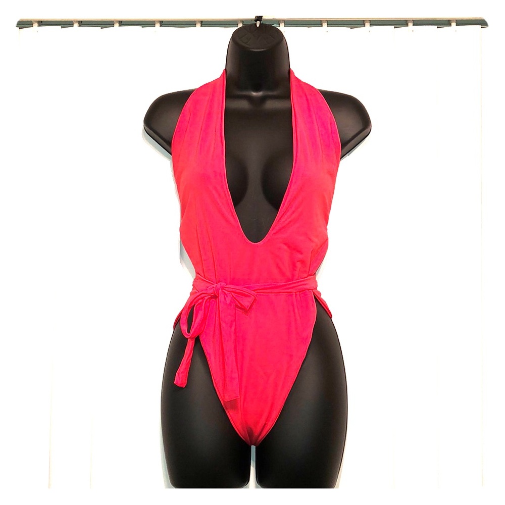 💕Pink💕one piece tie-up swimsuit